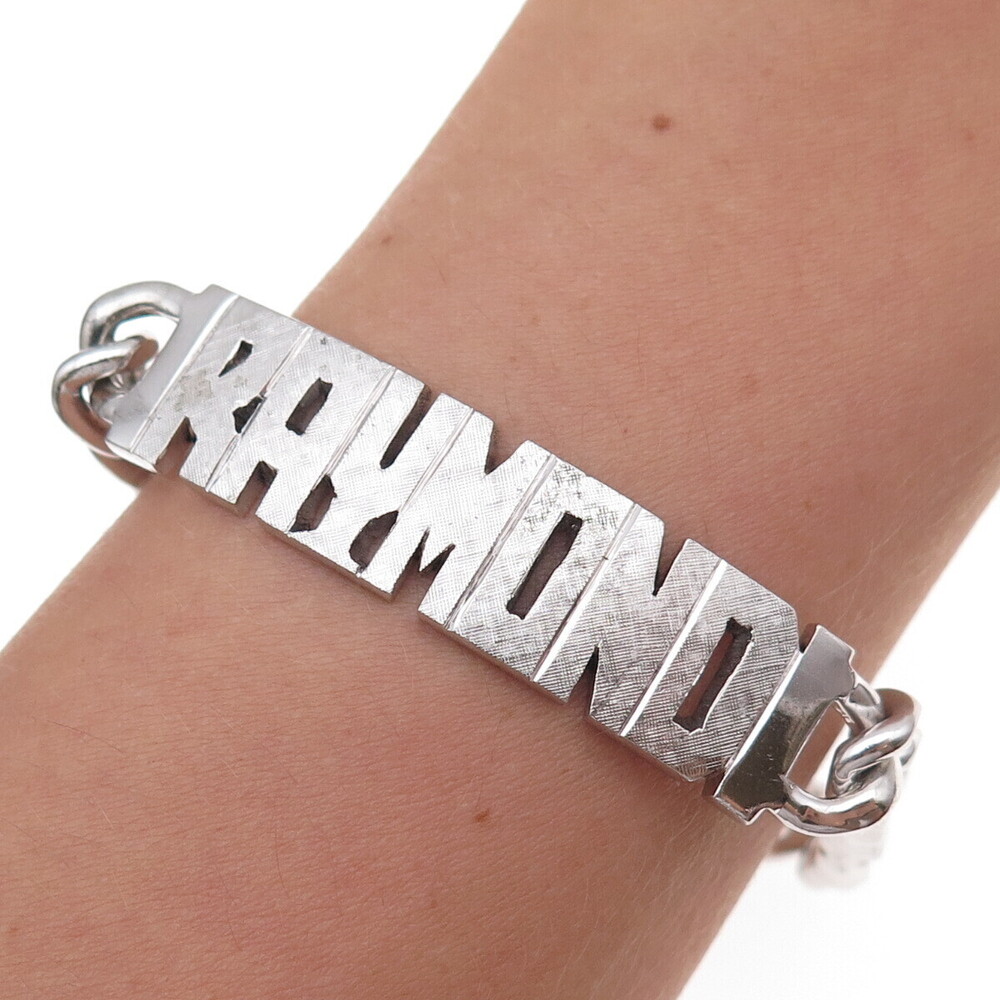 Elco 925 Sterling Silver Antique Art Deco Raymond ID Bracelet 7.25"